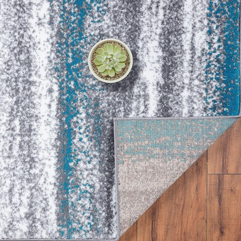 Modern Abstract Turquoise 6X9 Area Rug