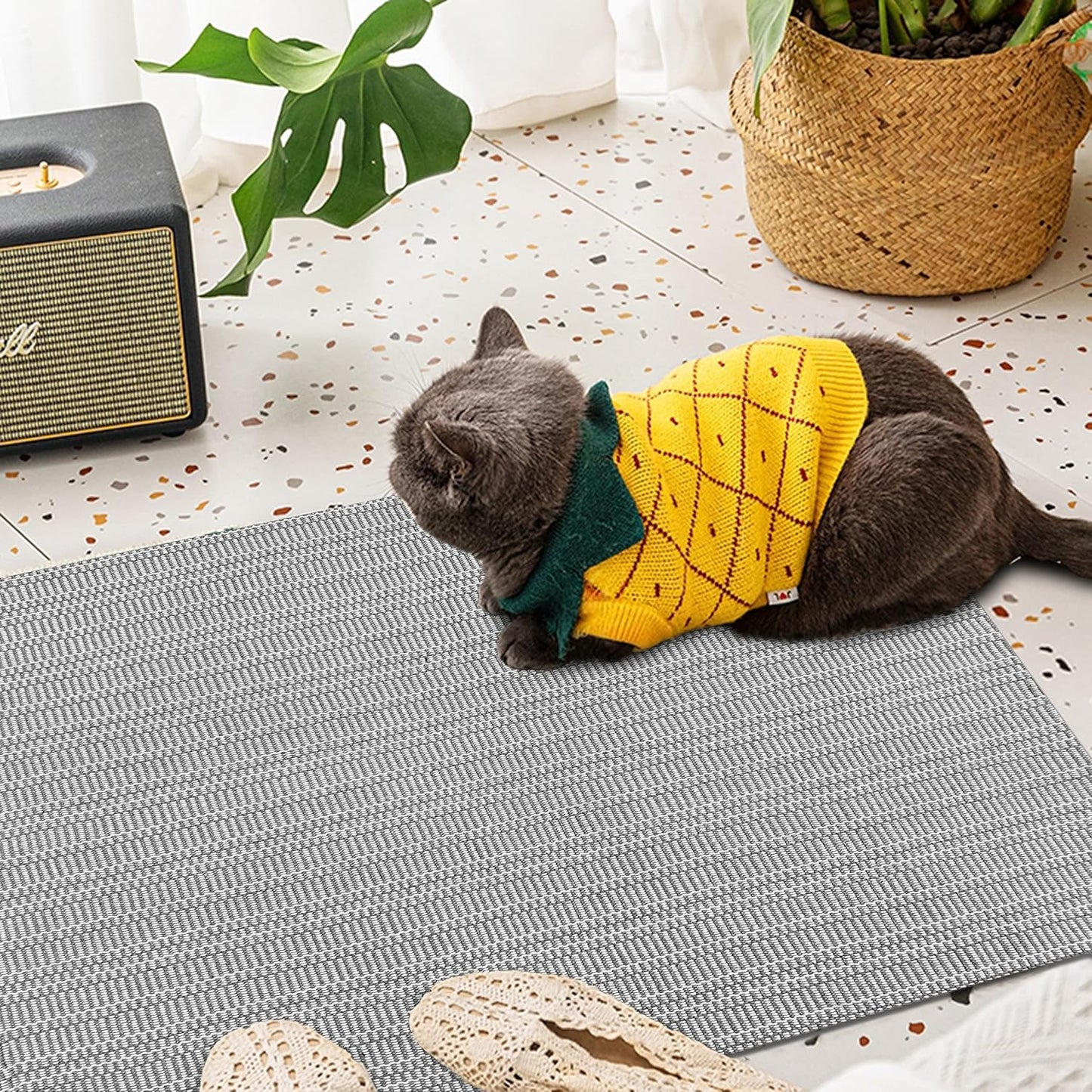 Washable Runner Rug 2'X8' Rubber Backing Hallway Runner Entryway Runner Indoor, Kitchen Rugs Woven Cotton Floor Carpet for Kitchen Hall Entrance Bedroom, Charcoal Gray/Dark Gray
