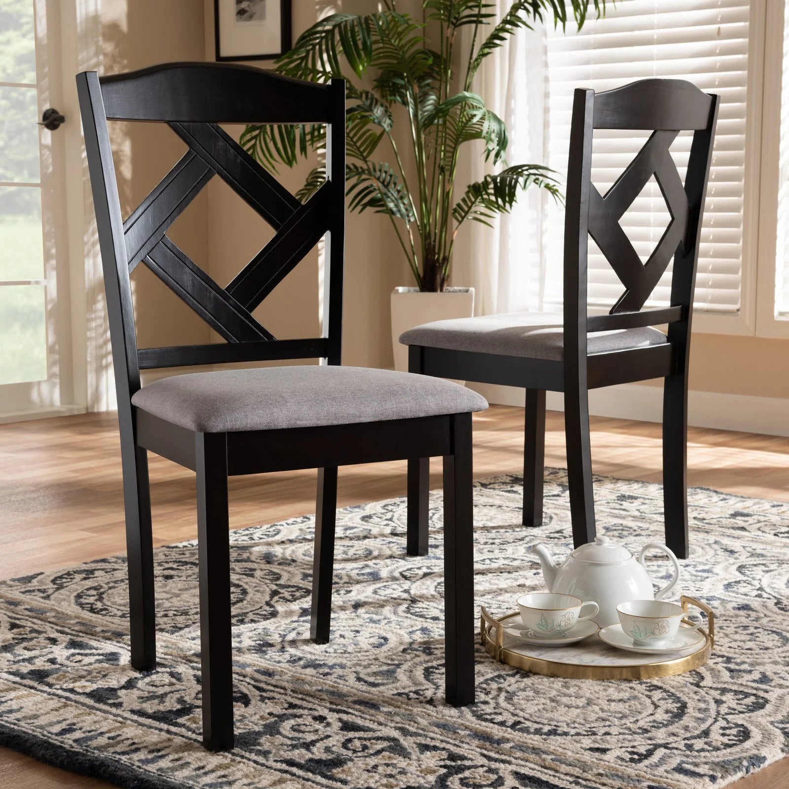 Ruth Dining Side Chair in Grey and Brown (Set of 2)