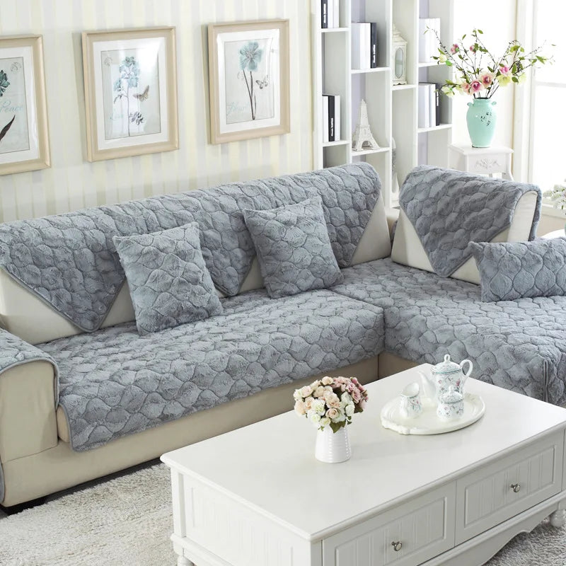 Modern Brief Winter Warm Plush Sofa Covers Couch Covers for Sofas Furniture Sofa Slipcovers Placemat Furniture Protector Textile