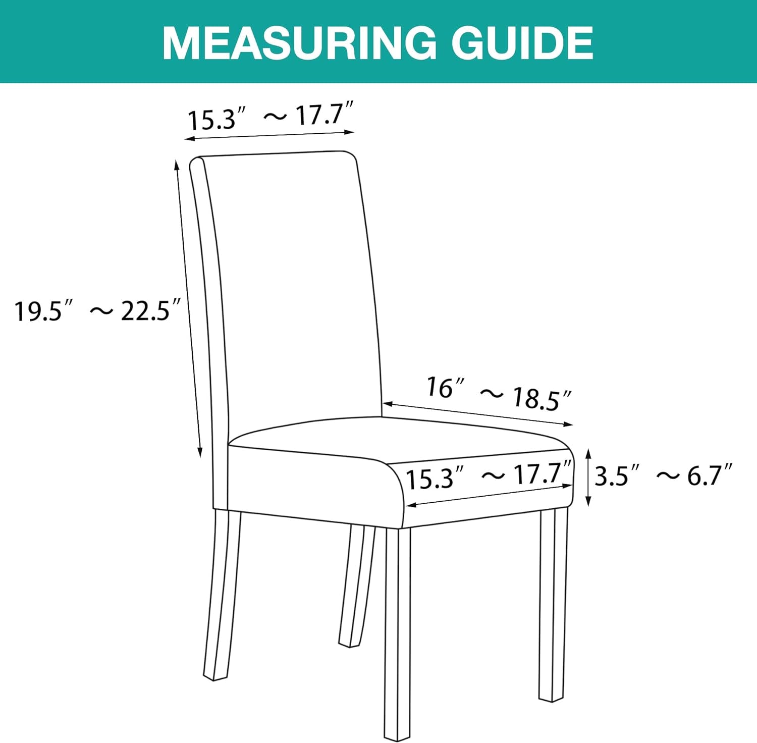 Chair Covers for Dining Room Chair Covers Set of 6 Spandex Removable Kitchen Chair Covers Parson Chair Slipcover Chair Seat Covers for Dining Room, Hotel, Ceremony (6, Black)