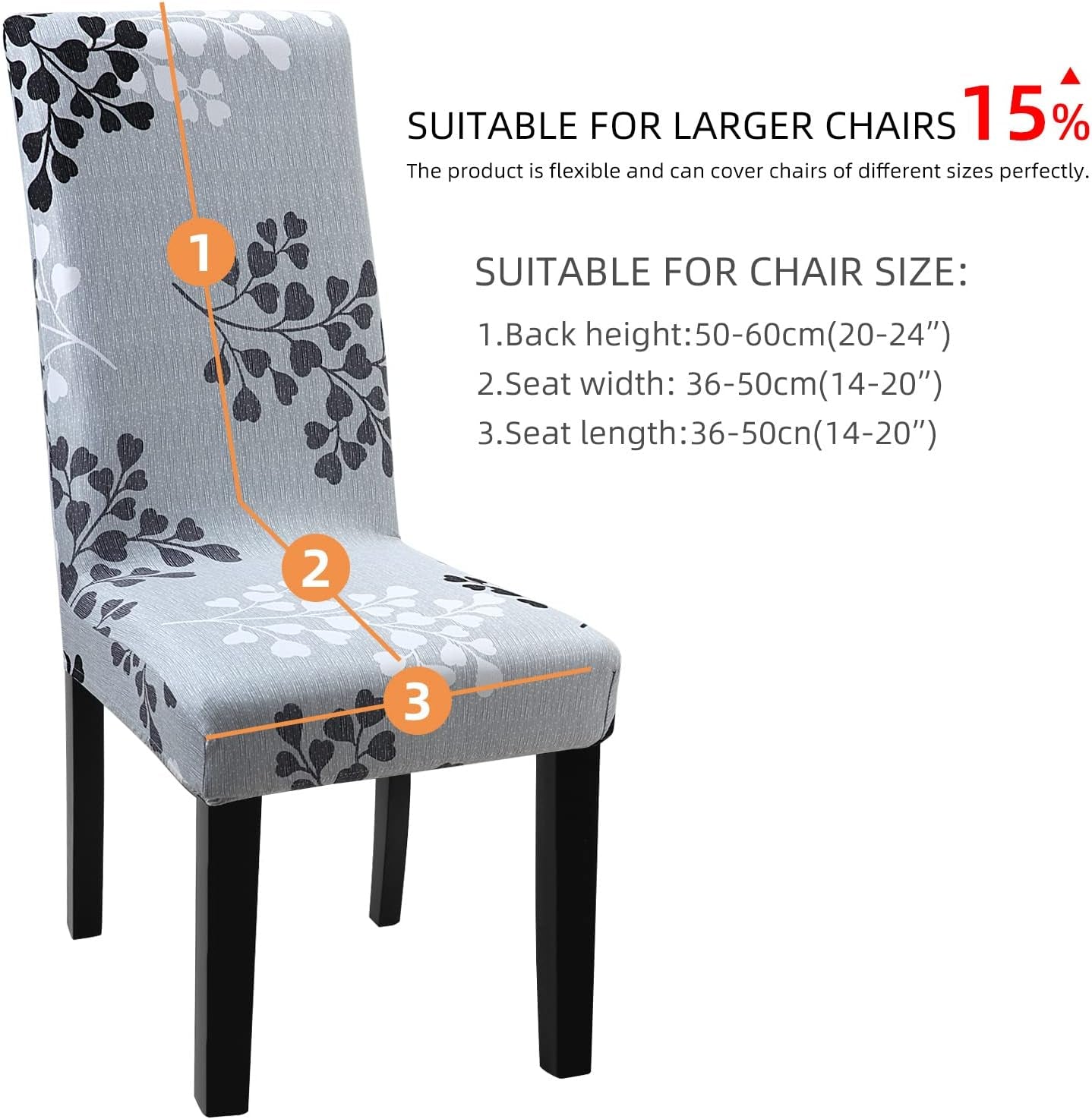 Stretch Dining Chair Covers Removable Washable Dining Room Chair Slipcovers Spandex Chair Slipcover Chair Covers for Dining Room (Gray-Black, 4)
