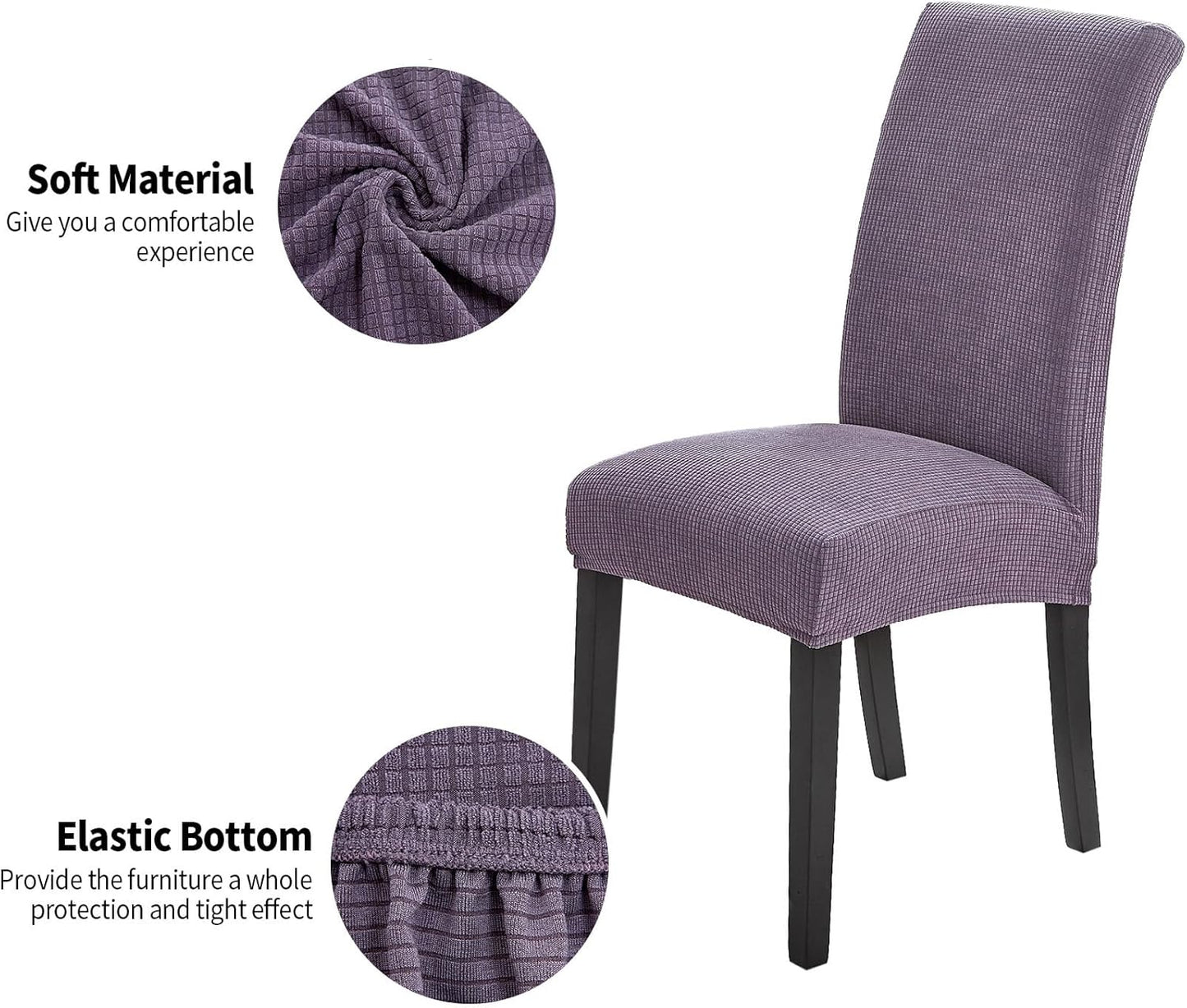 Chair Covers for Dining Room Set of 2, Dining Chair Slipcovers Stretch Dining Room Chair Covers Seat Protector,Washable Parsons Chair Cover for Home,Hotel(Grapeade,2 Pack)