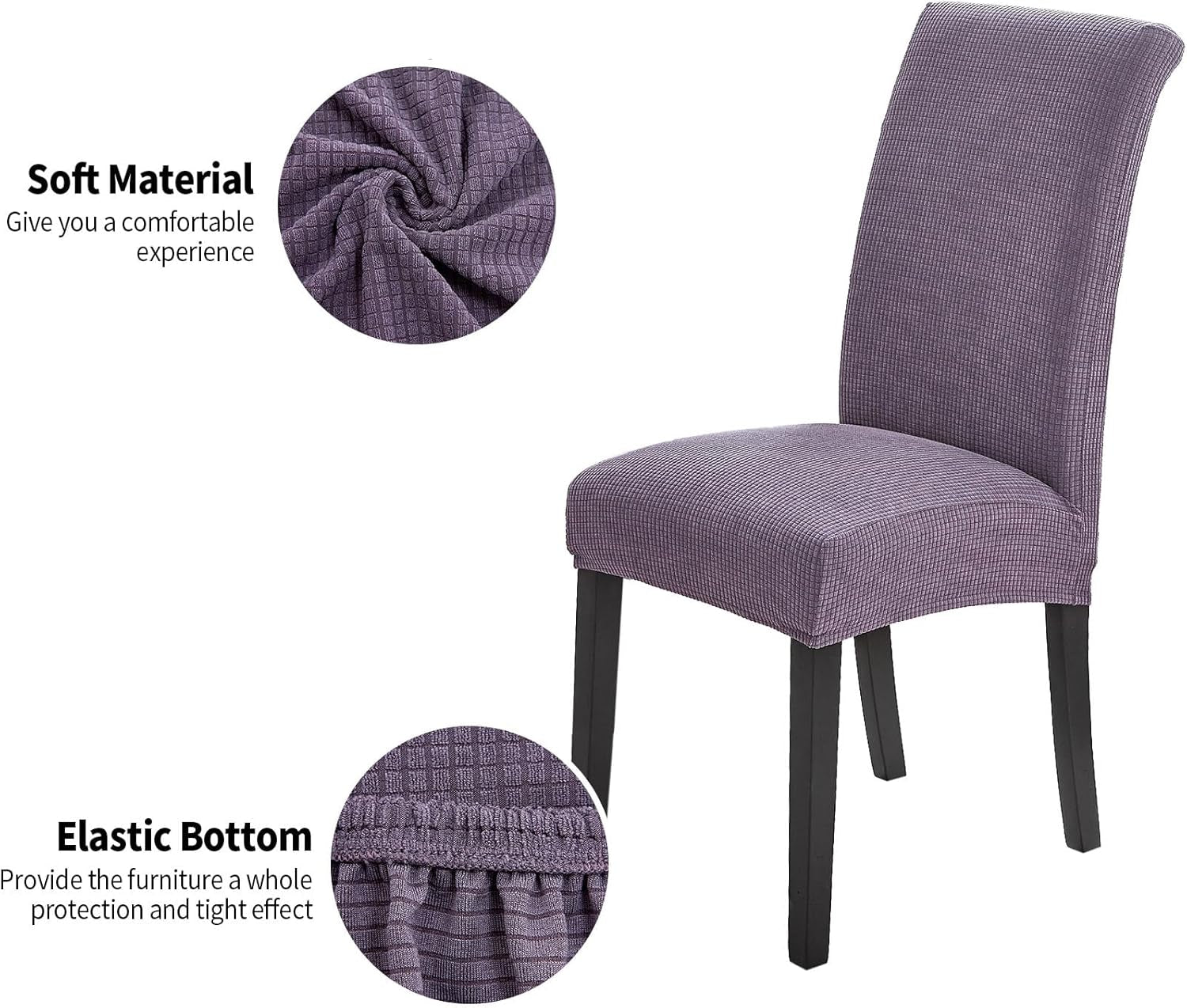 Chair Covers for Dining Room Set of 2, Dining Chair Slipcovers Stretch Dining Room Chair Covers Seat Protector,Washable Parsons Chair Cover for Home,Hotel(Grapeade,2 Pack)