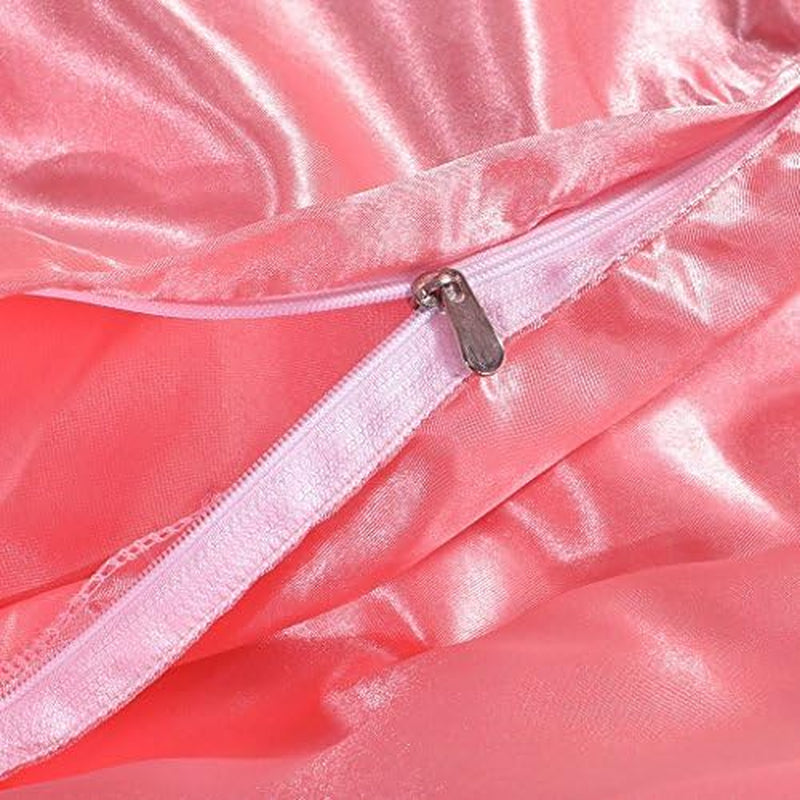 Hotel Quality Pink Duvet Cover Set King Size Silk like Satin Bedding with Hidden Zipper Ties Soft Smooth Durable Stain Resistant Solid Quilt/Comforter Cover Set