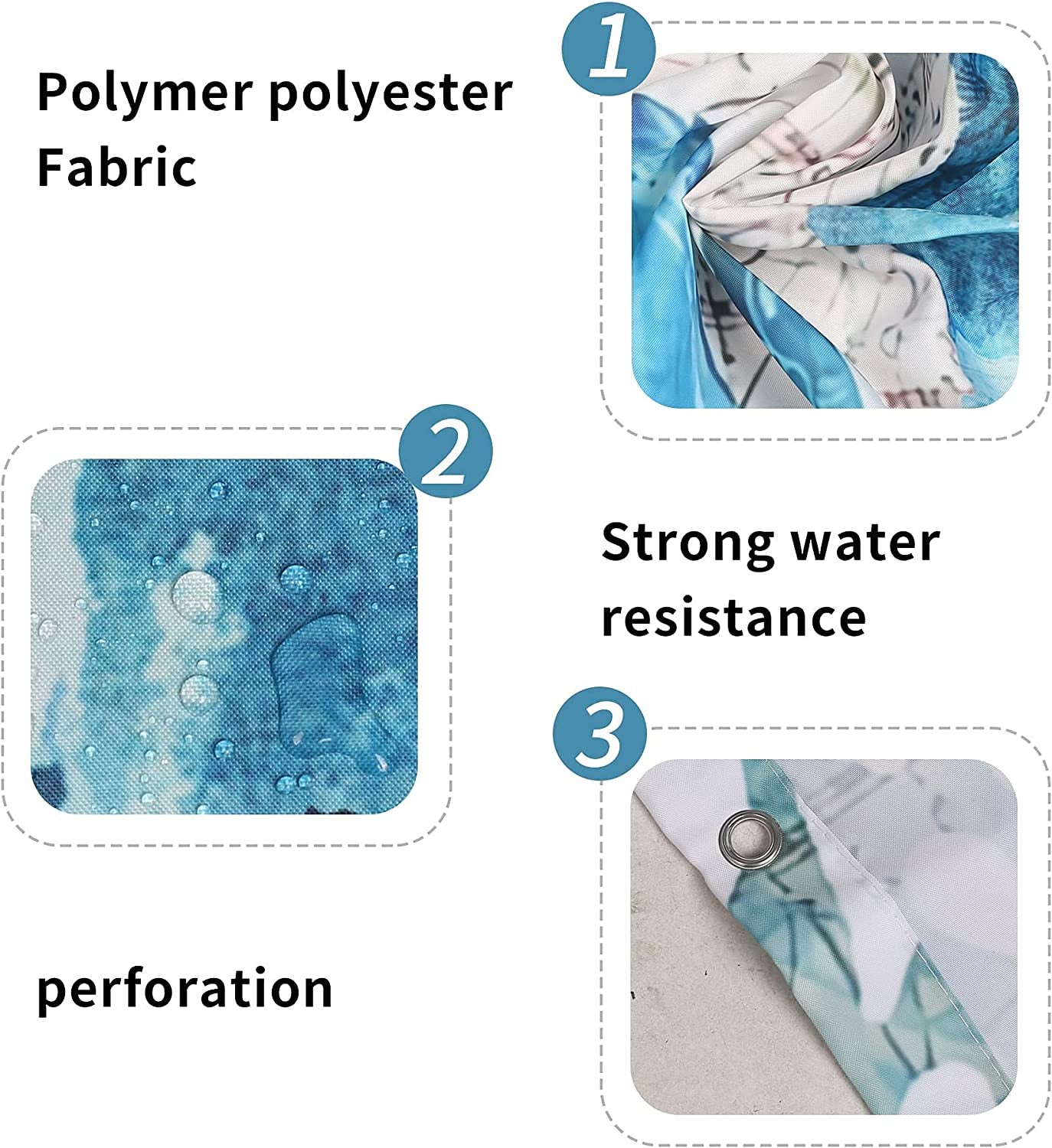Nautical Blue Sea Bathroom Sets with Shower Curtain and Rugs and Accessories, Ocean Turtle Shower Curtain Sets with 12 Hooks, Bath Mat Set Bathroom Decor by Durable Waterproof Fabric