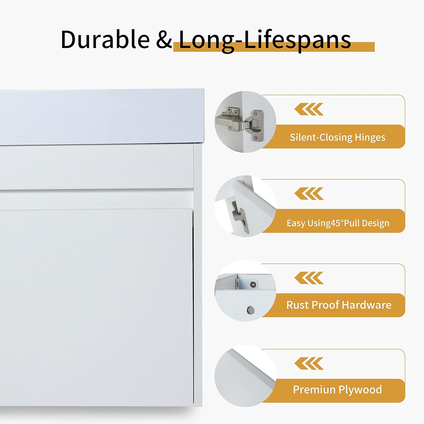 18" Bathroom Vanity with Sink, 18 Inch Floating Bathroom Vanity for Small Space, Single Sink Bathroom Vanity Combo, Modern Bathroom Vanity,