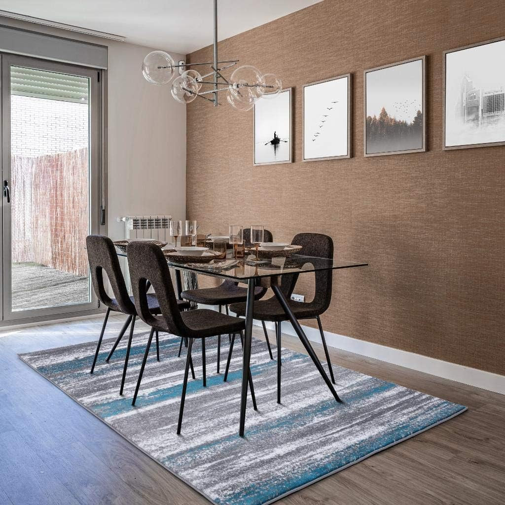 Modern Abstract Turquoise 6X9 Area Rug