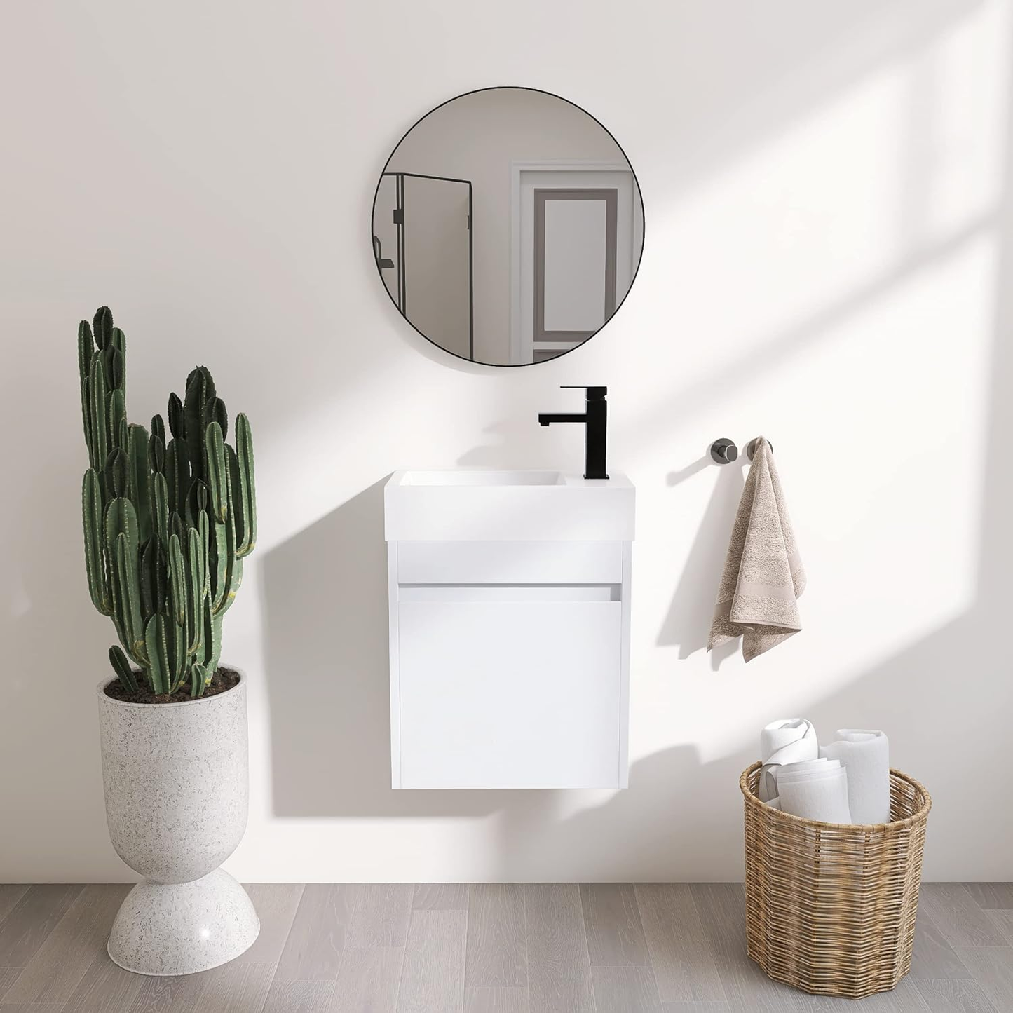 18" Bathroom Vanity with Sink, 18 Inch Floating Bathroom Vanity for Small Space, Single Sink Bathroom Vanity Combo, Modern Bathroom Vanity,