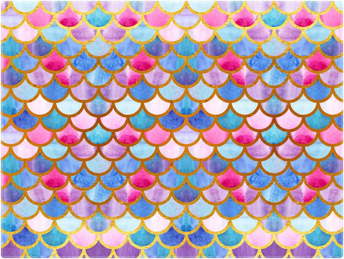 Area Rug Beautiful Mermaid Scale Area Rug for Living Room Bedroom 5'X6'