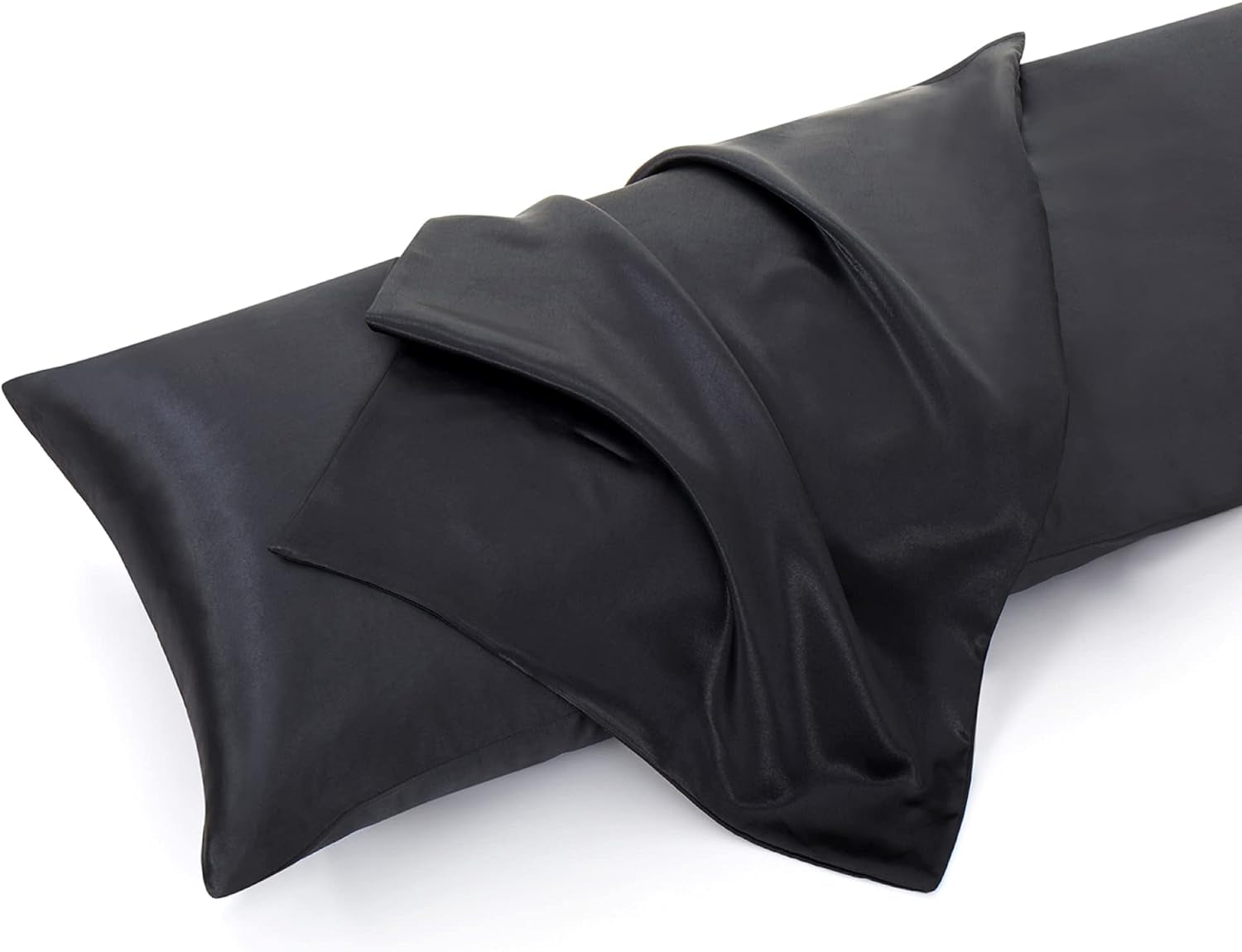 5Pcs Silky Satin Sheets Set, King Size Satin Bed Sheets Set, Black Luxury Bedding Sets, Breathable & Ultra Soft Sheets Set Includes 1 Fitted Sheet, 1 Flat Sheet, 3 Pillowcases