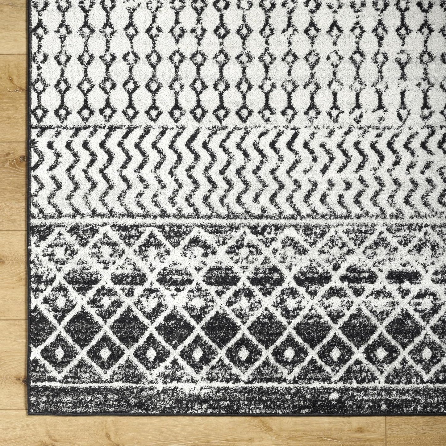 Chester Boho Moroccan Area Rug,12' X 15',Black