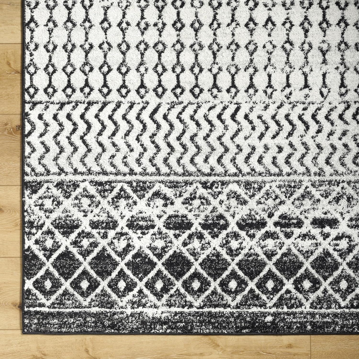 Chester Boho Moroccan Area Rug,12' X 15',Black