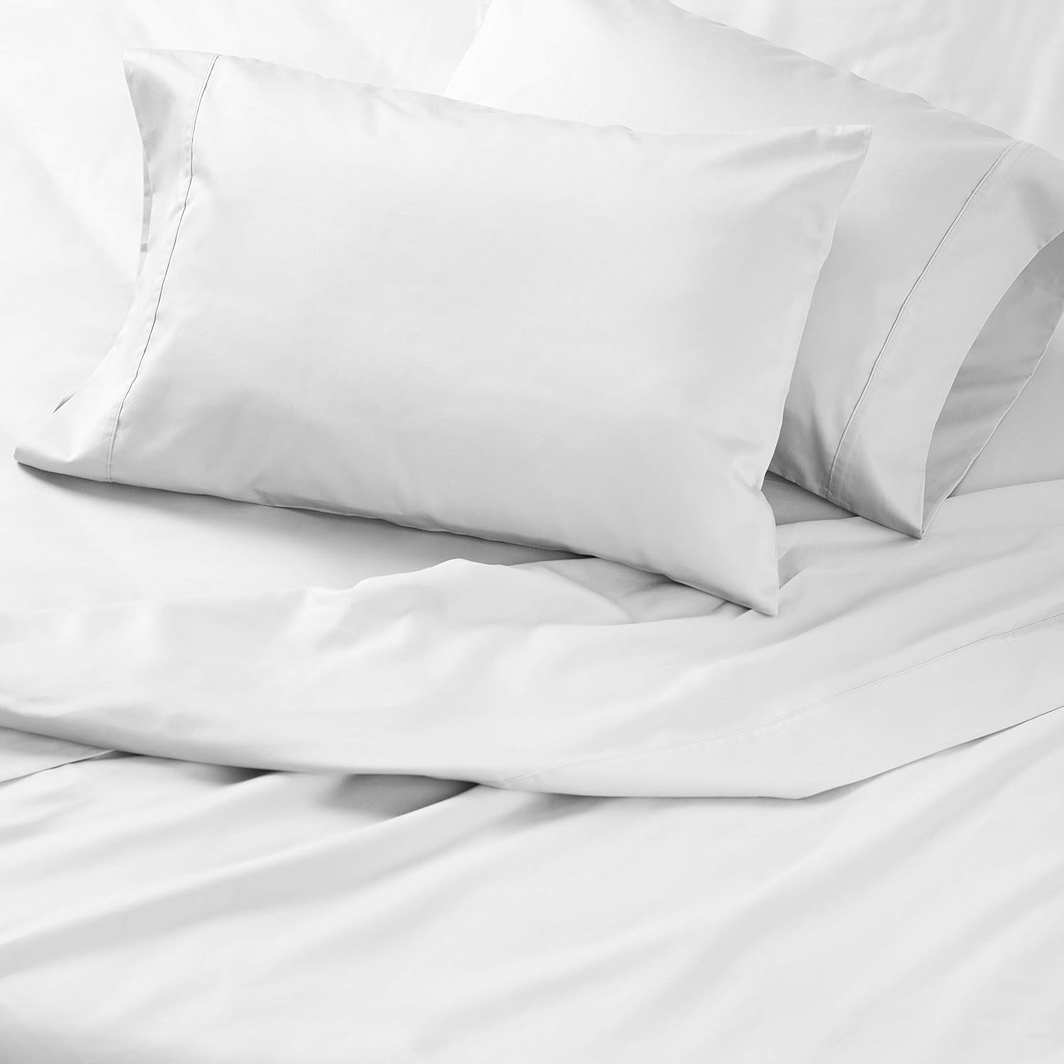 100% Cotton Sateen Sheet | 4 Piece Set | Queen Size | White | 500 Thread Count | Deep Pocket Fitted Sheet Fits Mattress Upto 18" | Silky Soft | Classic | Easy Fit | All Season