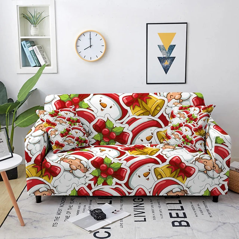 Christmas Sofa Covers for Living Room Sectional Corner Sofa Cover Elastic Couch Cover Slipcover Christmas Decor Sofa Cover