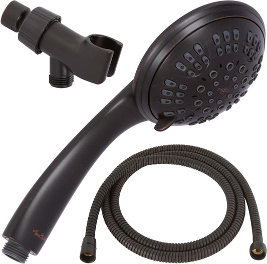 6 Function Handheld Shower Head Kit - High Pressure, Removable Hand Held Showerhead with Hose & Mount and Adjustable Rainfall Spray, 2.5 GPM - Oil-Rubbed Bronze