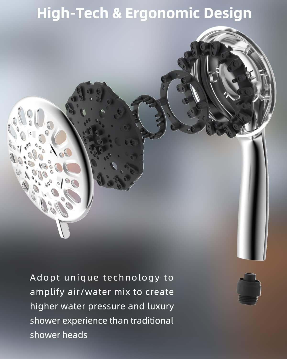 7-Spray Handheld Shower Head, High Pressure 5" Shower Heads with Powerful Shower Spray, 71-Inch Stainless Steel Shower Hose, Adjustable Bracket, Brass Joint Holder, Shower Body Spray