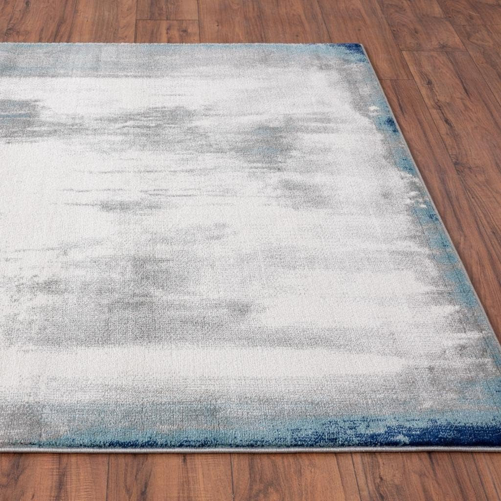 Victoria Collection Blue 9X12 Modern Distressed Abstract Polypropylene Area Rug