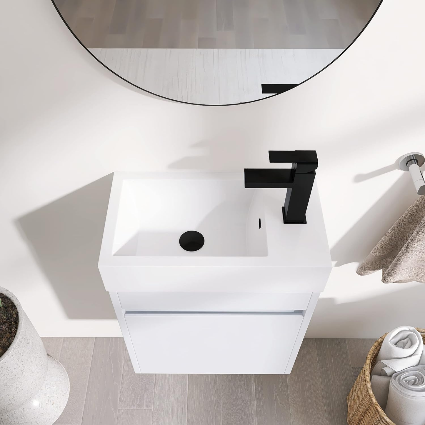 18" Bathroom Vanity with Sink, 18 Inch Floating Bathroom Vanity for Small Space, Single Sink Bathroom Vanity Combo, Modern Bathroom Vanity,