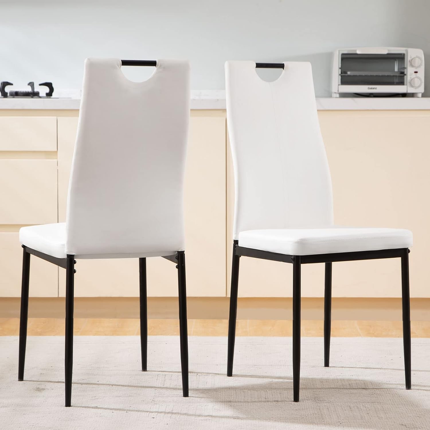 Dining Chairs Set of 2,Modern Indoor Kitchen Chairs,Sturdy Chrome Chair Legs and Faux Leather,Ergonomic Design Dining Room Chairs with High Back Soft Padded for Home Kitchen Apartment-2