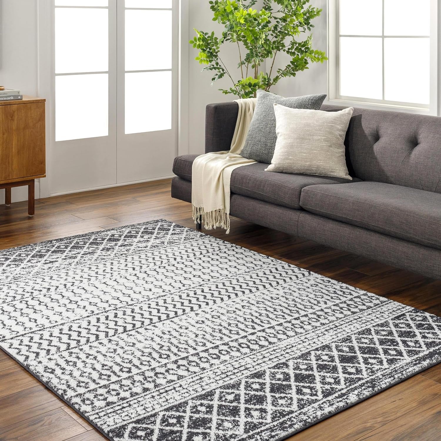 Chester Boho Moroccan Area Rug,12' X 15',Black