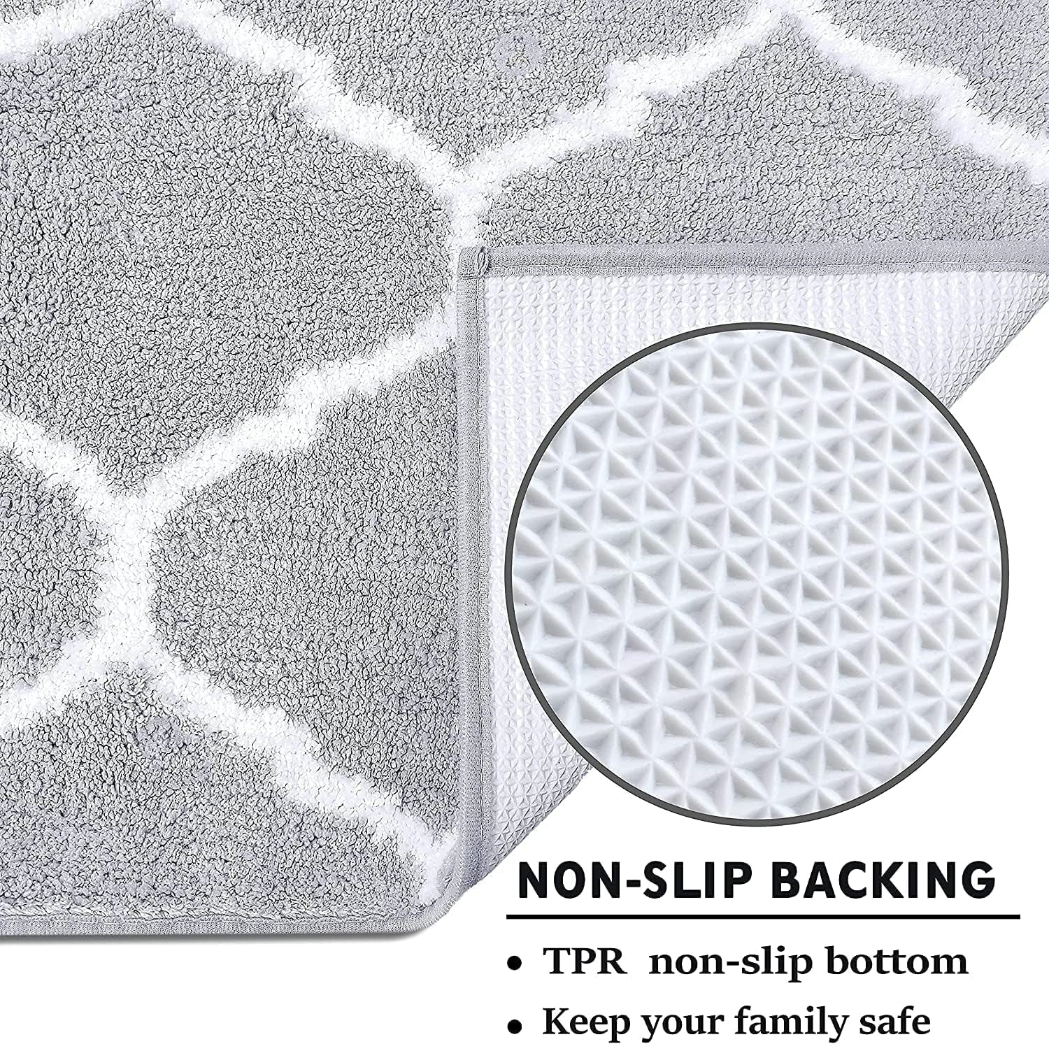 EARTHALL Bathroom Rug Mat, 20"X30", Grey Trellis Bath Mat Extra Soft Absorbent Premium Bath Rug, Non-Slip Comfortable Bath Mat, Machine Wash Dry, Carpet for Tub, Shower, Bath Room