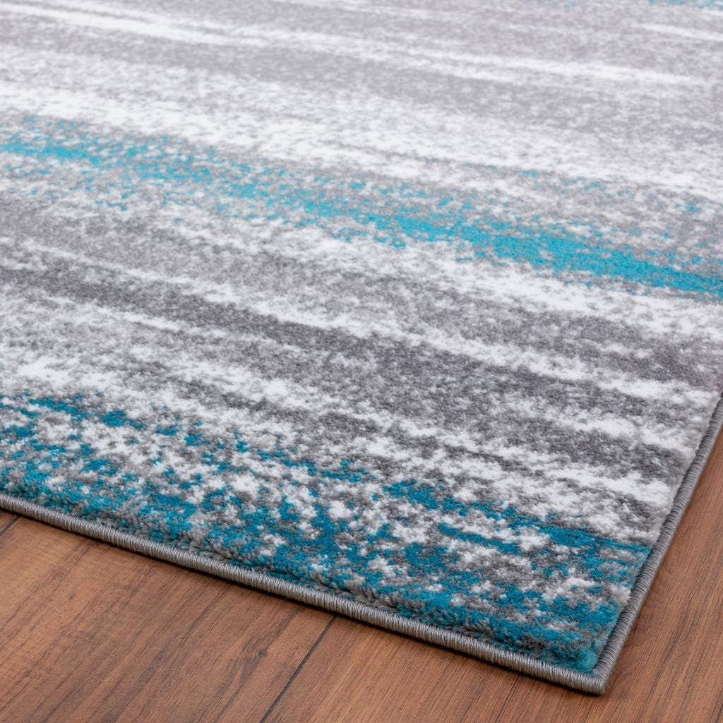Modern Abstract Turquoise 6X9 Area Rug