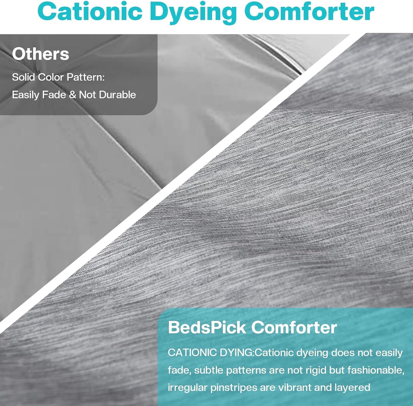 Full Size Comforter Set, (82"X86") Bedding Sets Cationic Dyeing, Pintuck Comforter & 2 Pillow Shams, Fluffy down Alternative Quilt, Double Bed Set All Season