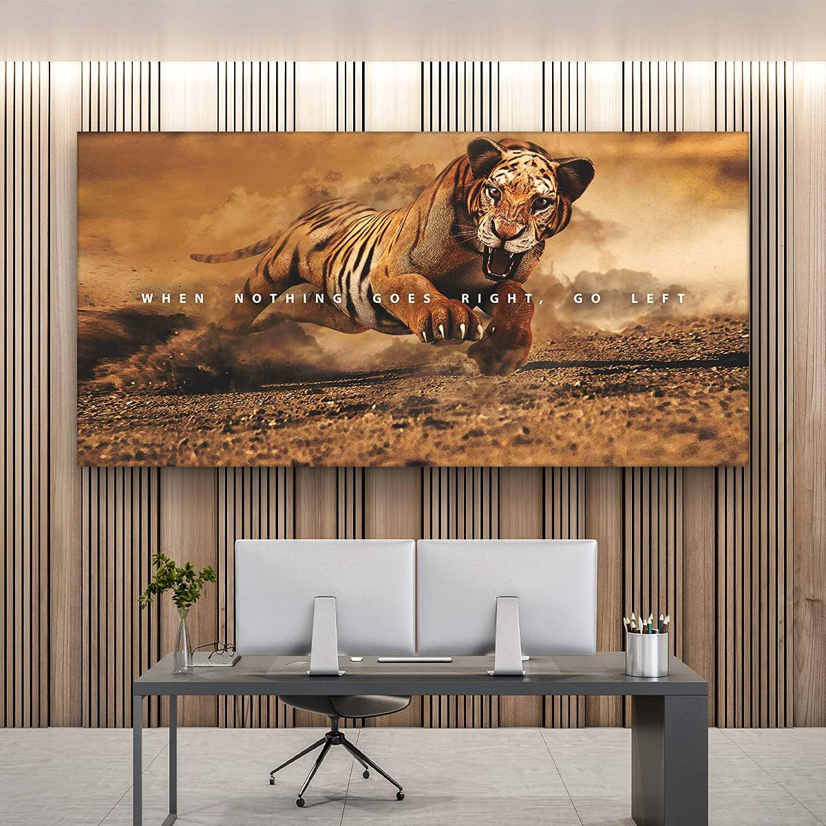 Tiger Motivational Wall Art Office Decor Canvas Print, Tiger Artwork, Inspirational Tiger Wall Art, Tiger Eye Sign, Tiger Print, Leopard Print (5"X7" / 8"X8" In)