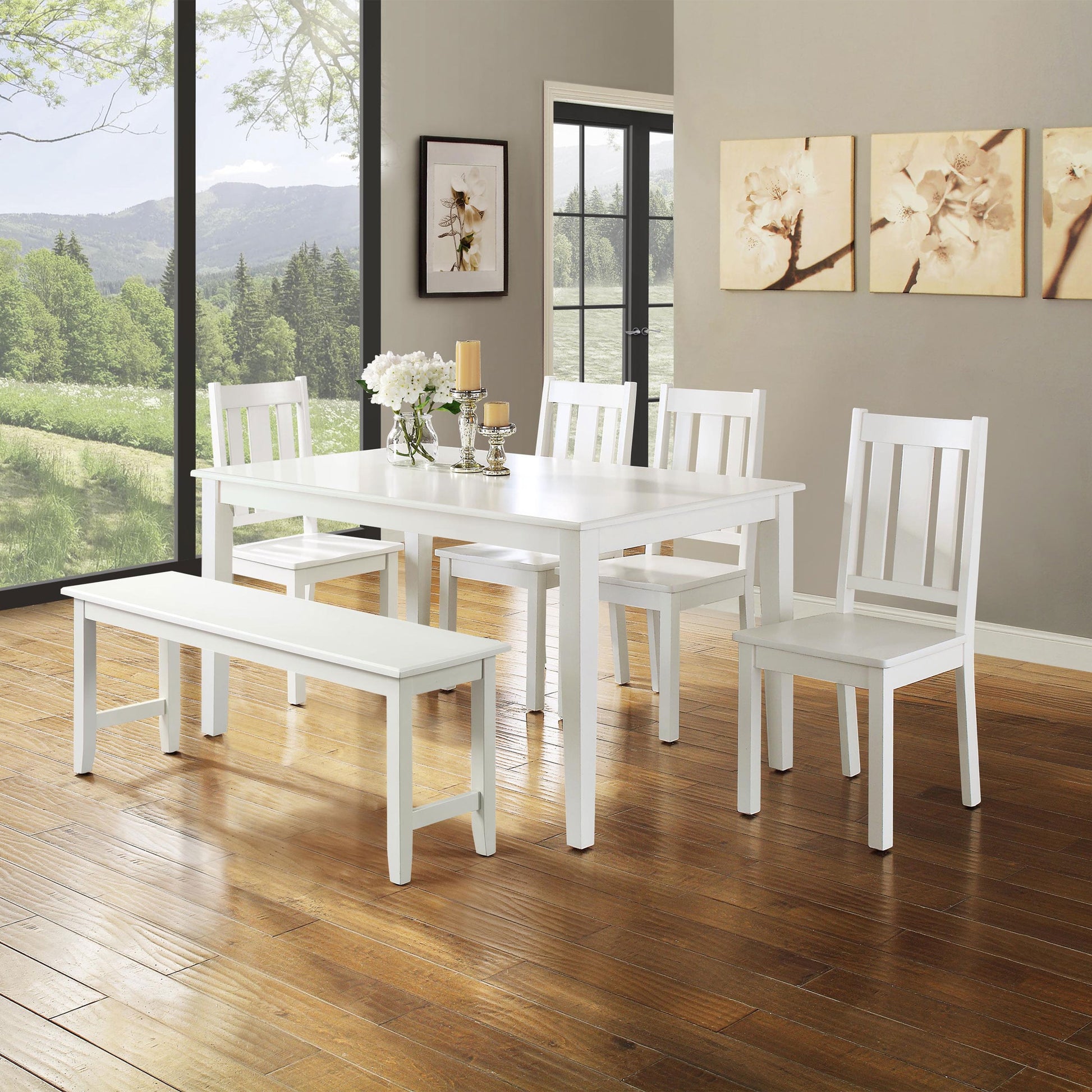 Bankston Wood Dining Chair, Set of 2, White, Indoor