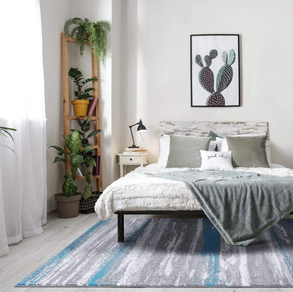 Modern Abstract Turquoise 6X9 Area Rug