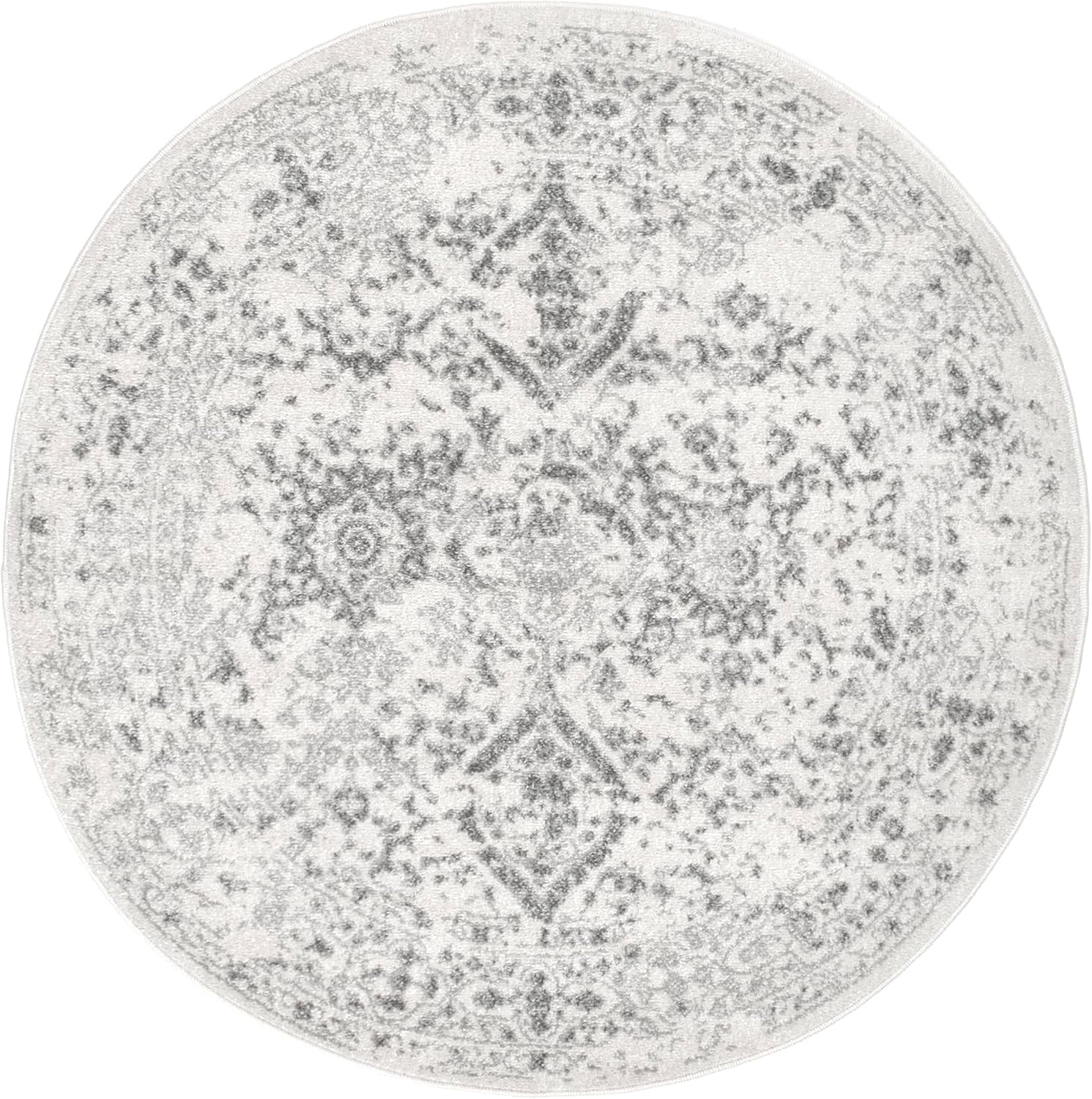 Odell Faded Vintage Area Rug, 8' Round, Ivory