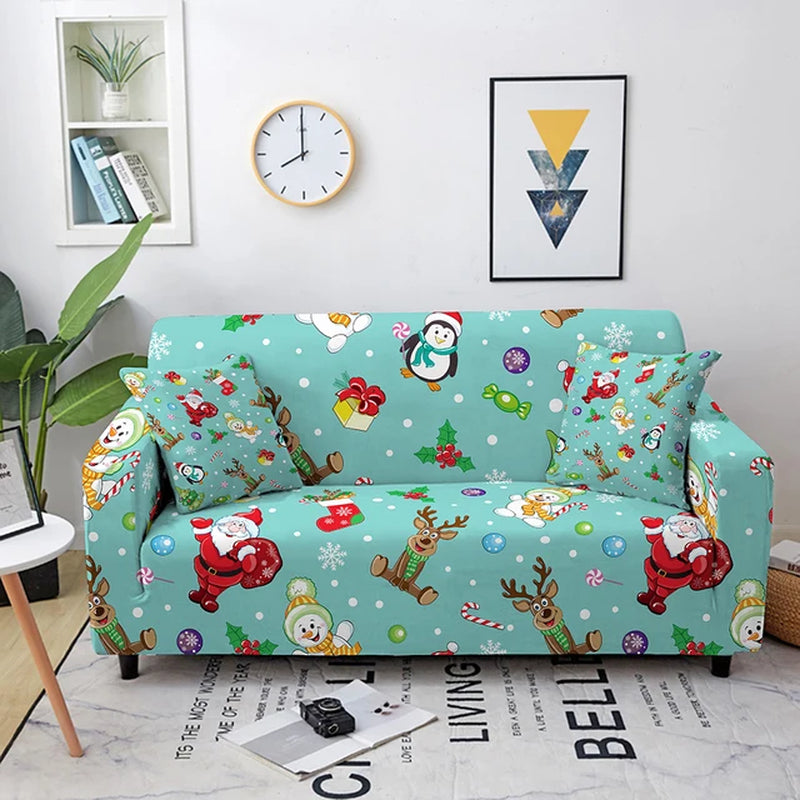 Christmas Sofa Covers for Living Room Sectional Corner Sofa Cover Elastic Couch Cover Slipcover Christmas Decor Sofa Cover
