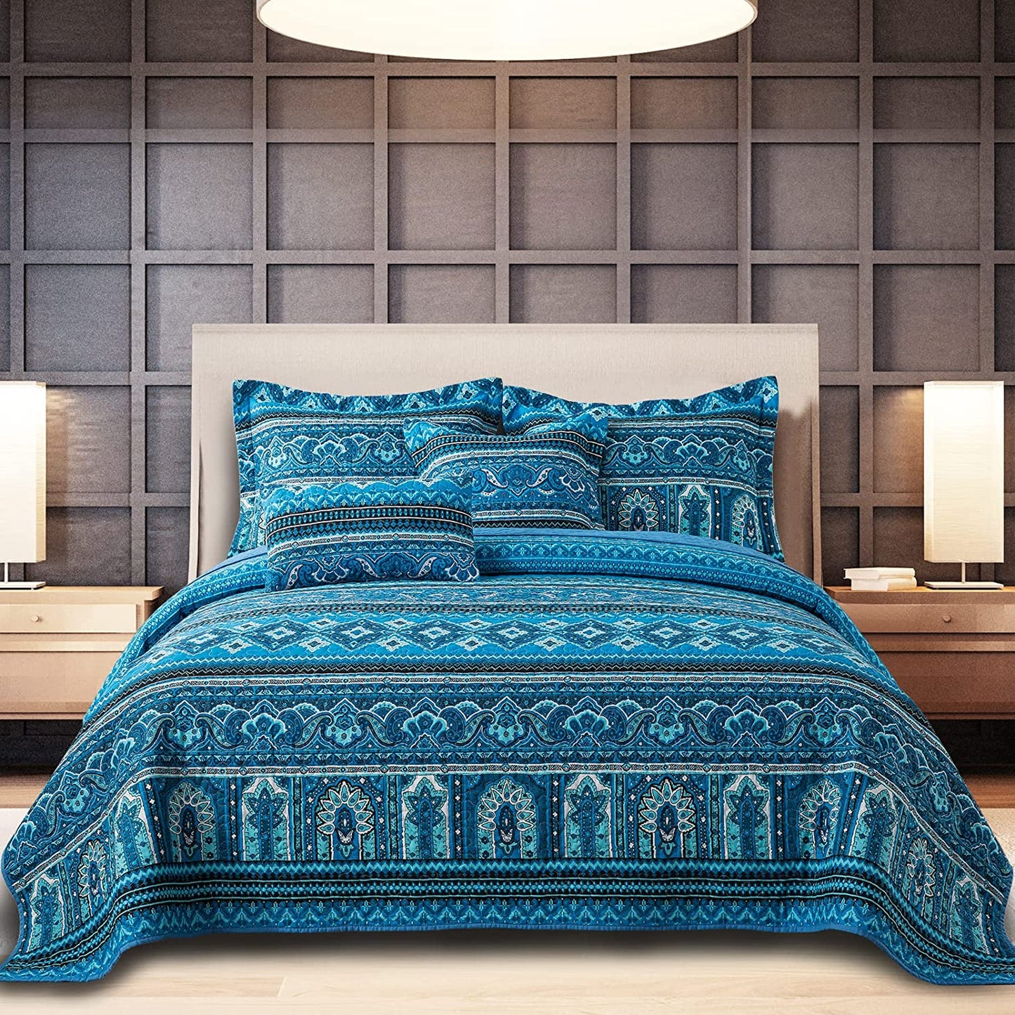 3 Pieces Summer Cotton Quilt King Size Sets, Soft King Bedspread Lightweight Quilted Reversible Coverlets Farmhouse Bedding Sets Boho Quilt King Set for Bed Decorations for All Seasons