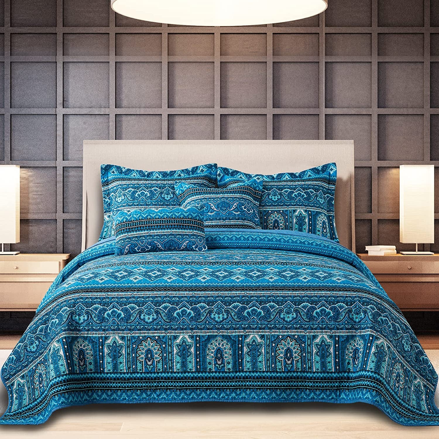 3 Pieces Summer Cotton Quilt King Size Sets, Soft King Bedspread Lightweight Quilted Reversible Coverlets Farmhouse Bedding Sets Boho Quilt King Set for Bed Decorations for All Seasons