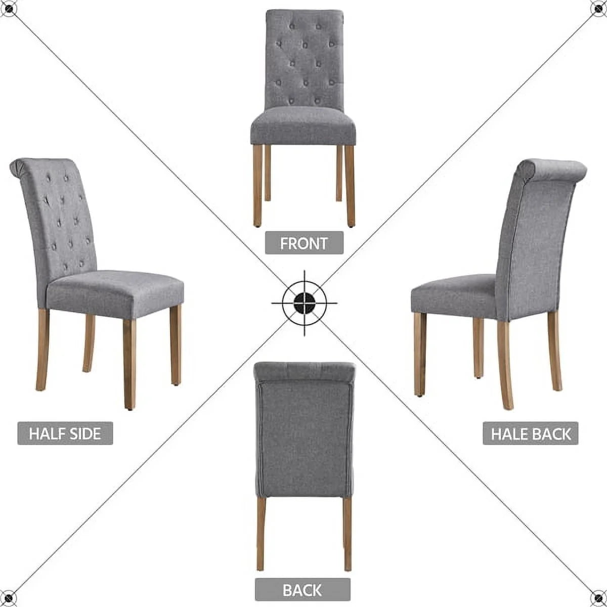 Tufted Upholstered High Back Parson Dining Chair, Set of 2, Gray