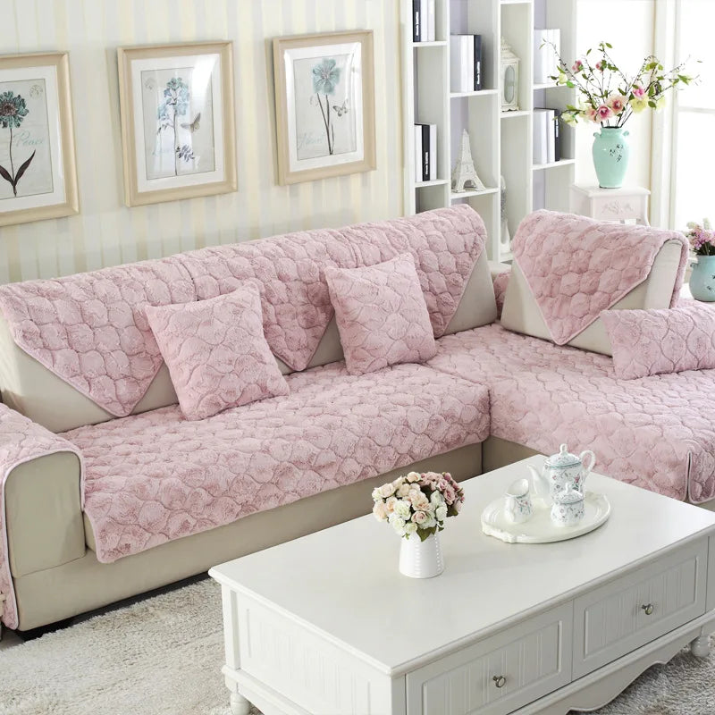 Modern Brief Winter Warm Plush Sofa Covers Couch Covers for Sofas Furniture Sofa Slipcovers Placemat Furniture Protector Textile