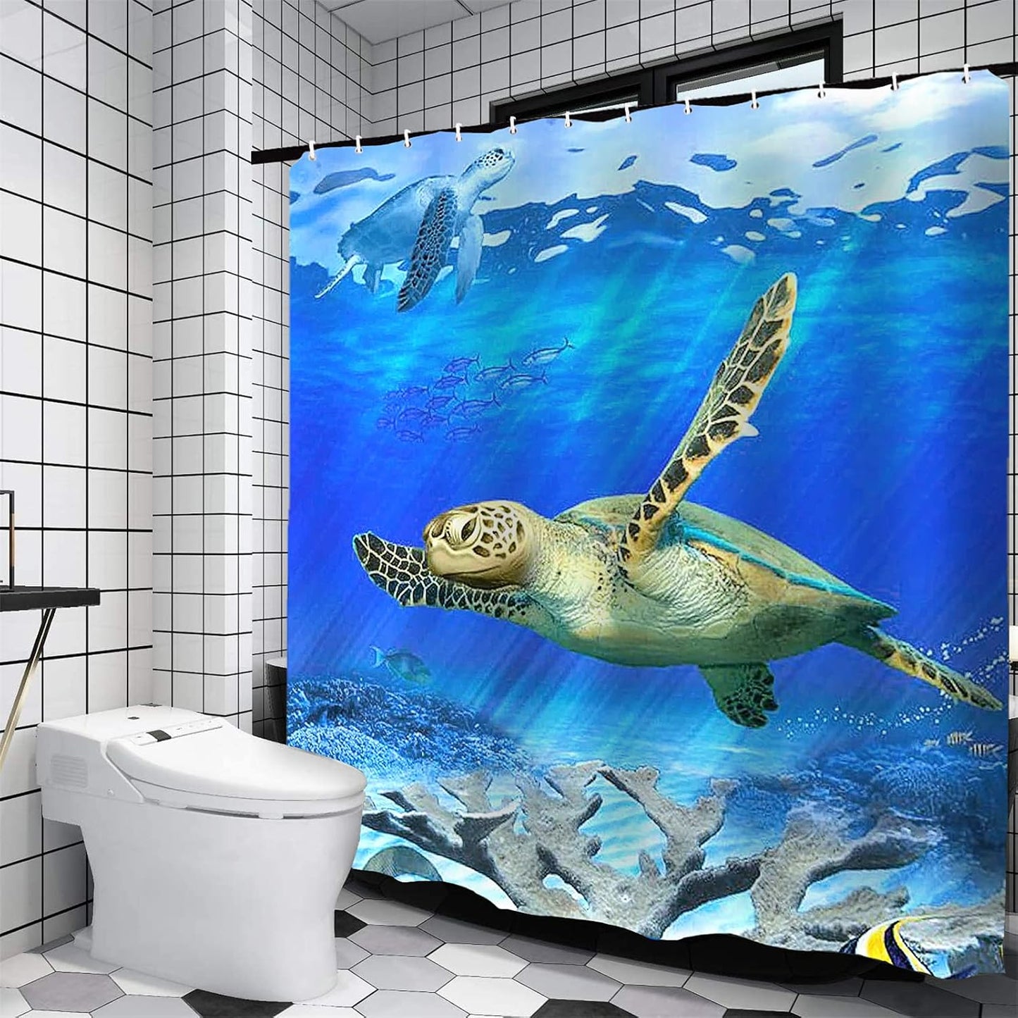Sea Turtle Bathroom Accessories Blue Fish Shower Curtain Seaturtle Bathroom Decor Turtle Shower Curtain Bathroom Sets with Shower Curtain and Rugs and Accessories