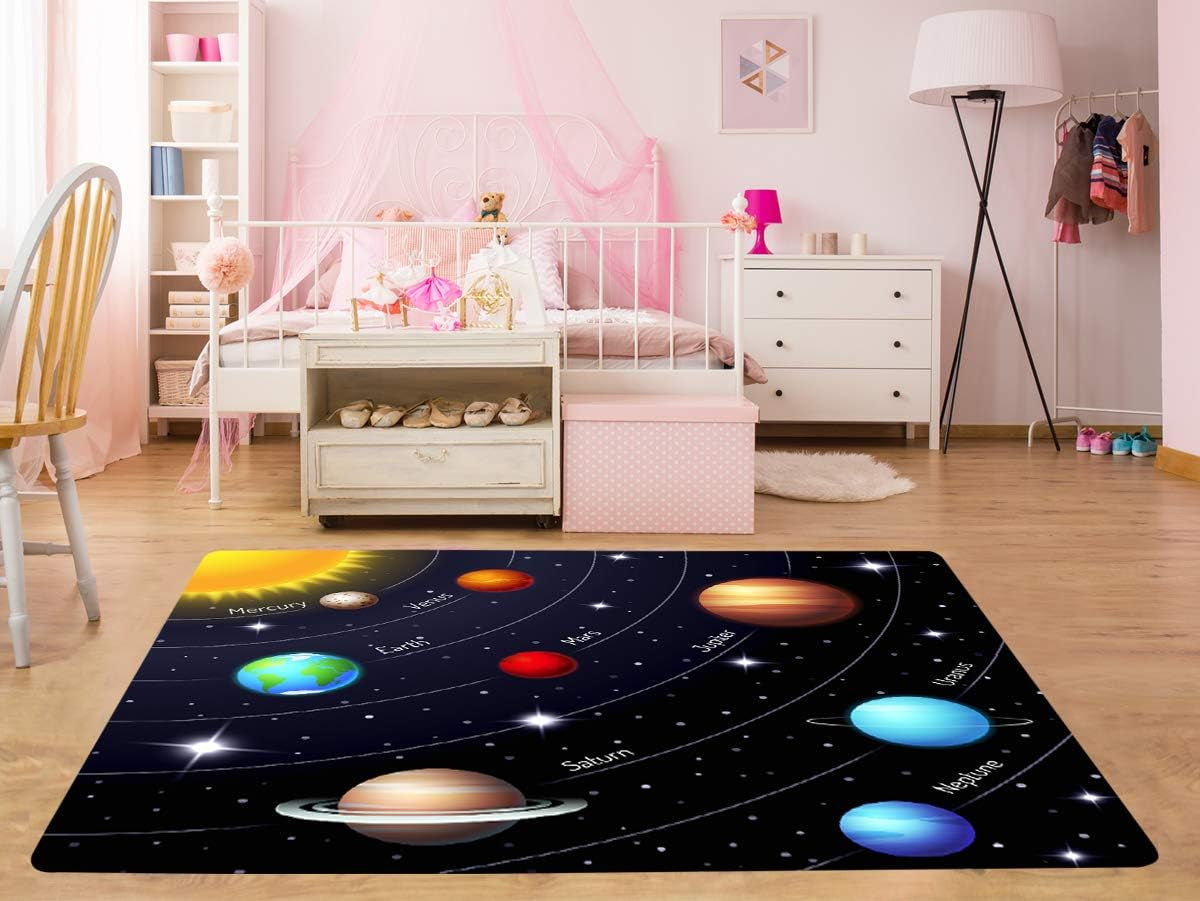 Area Rug Colorful Solar System Area Rug for Living Room Bedroom Playing Room 5'X6'