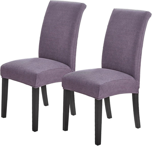 Chair Covers for Dining Room Set of 2, Dining Chair Slipcovers Stretch Dining Room Chair Covers Seat Protector,Washable Parsons Chair Cover for Home,Hotel(Grapeade,2 Pack)