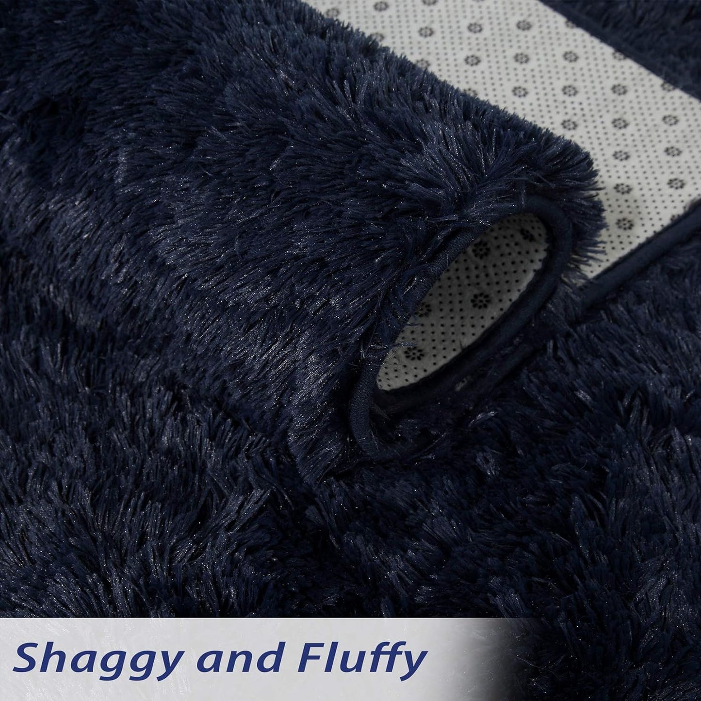 Fluffy Area Rug Soft Modern Plush Velvet Area Rug 5'X 8' Faux Shaggy Area Rug Indoor Accent Rug Home Decor Nursery Rug Carpets for Bedroom, Dark Navy, 5'X 8'