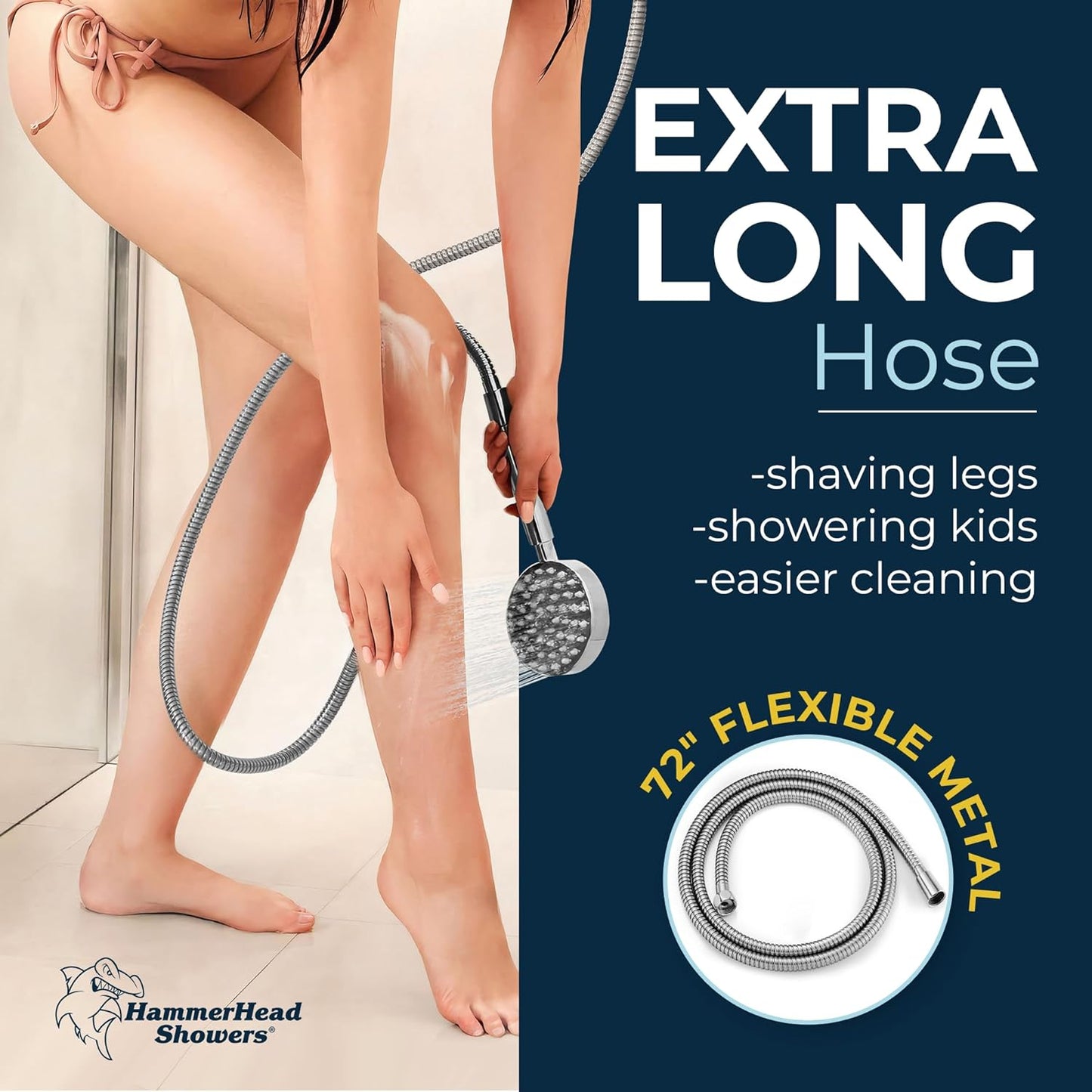® ALL METAL Handheld Shower Head with Hose and Brass Holder - CHROME - 2.5 GPM High Pressure Shower Heads with Adjustable Shower Wand Bracket - 6Ft Flexible Extension