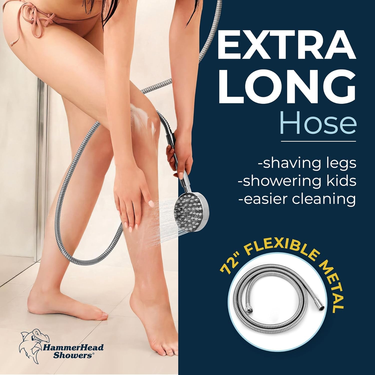 ® ALL METAL Handheld Shower Head with Hose and Brass Holder - CHROME - 2.5 GPM High Pressure Shower Heads with Adjustable Shower Wand Bracket - 6Ft Flexible Extension
