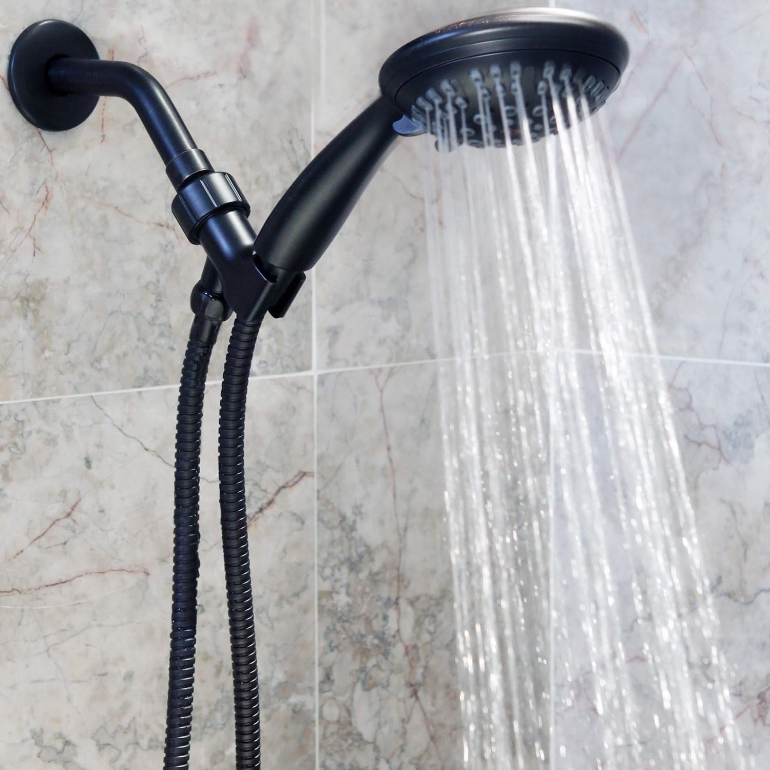 6 Function Handheld Shower Head Kit - High Pressure, Removable Hand Held Showerhead with Hose & Mount and Adjustable Rainfall Spray, 2.5 GPM - Oil-Rubbed Bronze