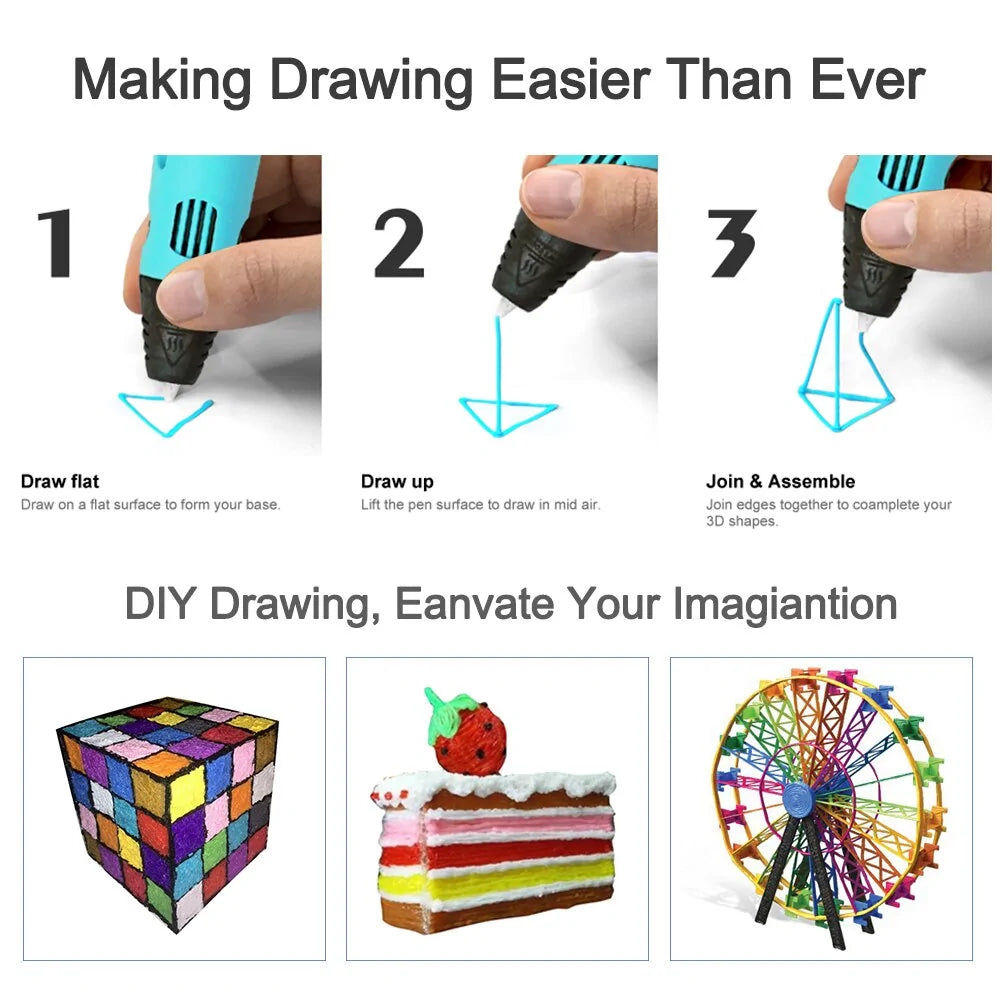 3D Printing Pen RP800A with USB - Includes PLA and ABS Filaments