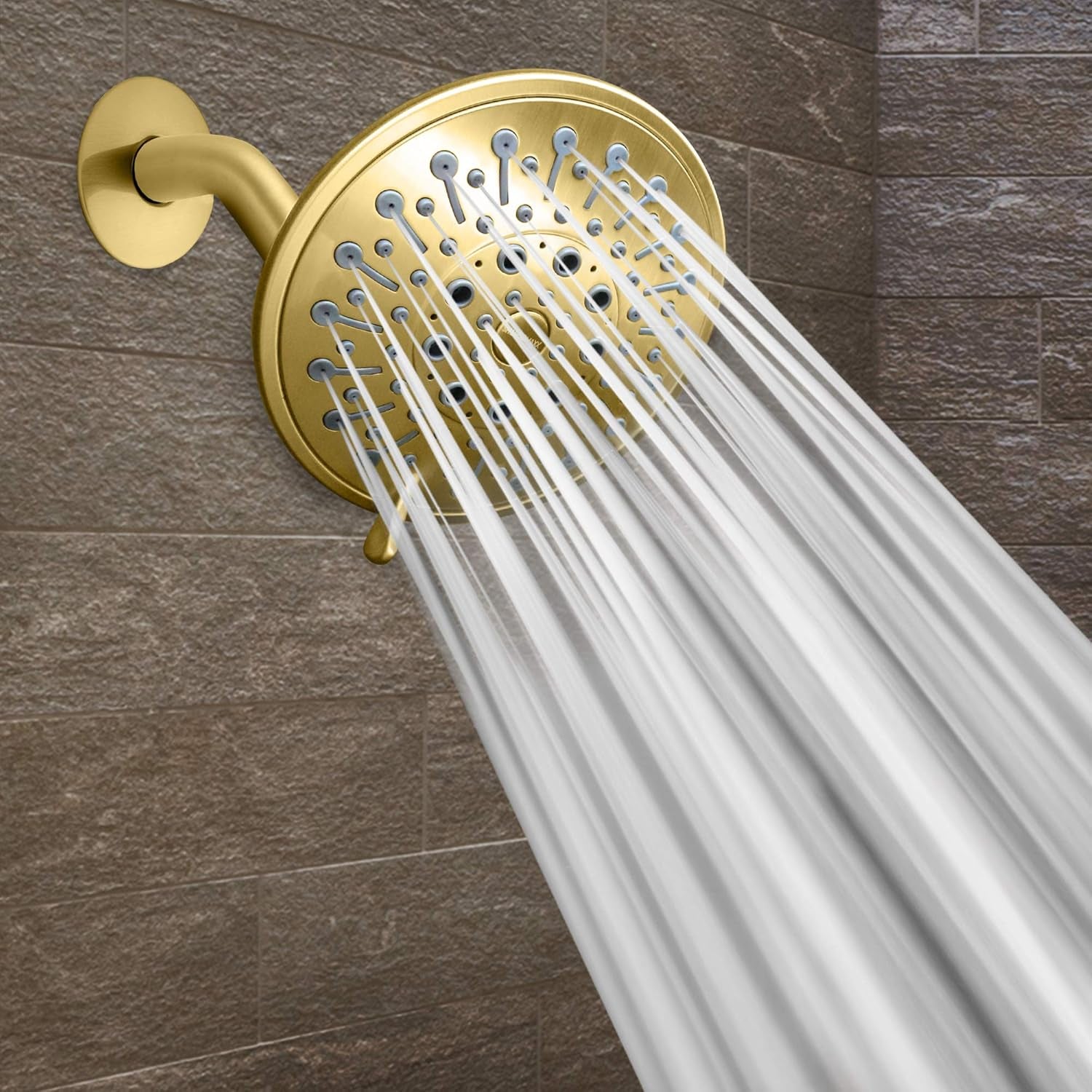 Luxury Spa: Imperialshine Gold Shower Head, 5 Inch 6 Spray Adjustable High Pressure Showerhead with 360 Degree Tilt, Experience Comfort and Elegance (Polished Brass/Imperialshine Gold)