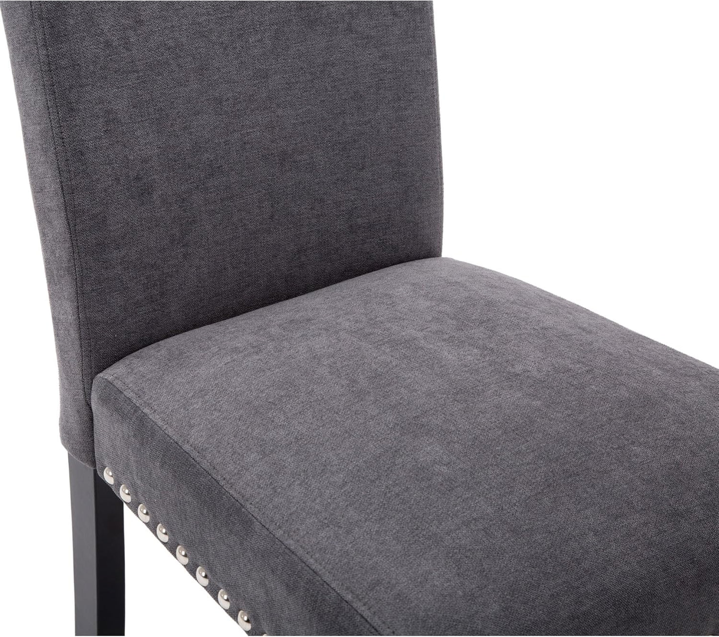 Dining Chair Upholstered Fabric Dining Chairs with Copper Nails,Set of 4,Grey