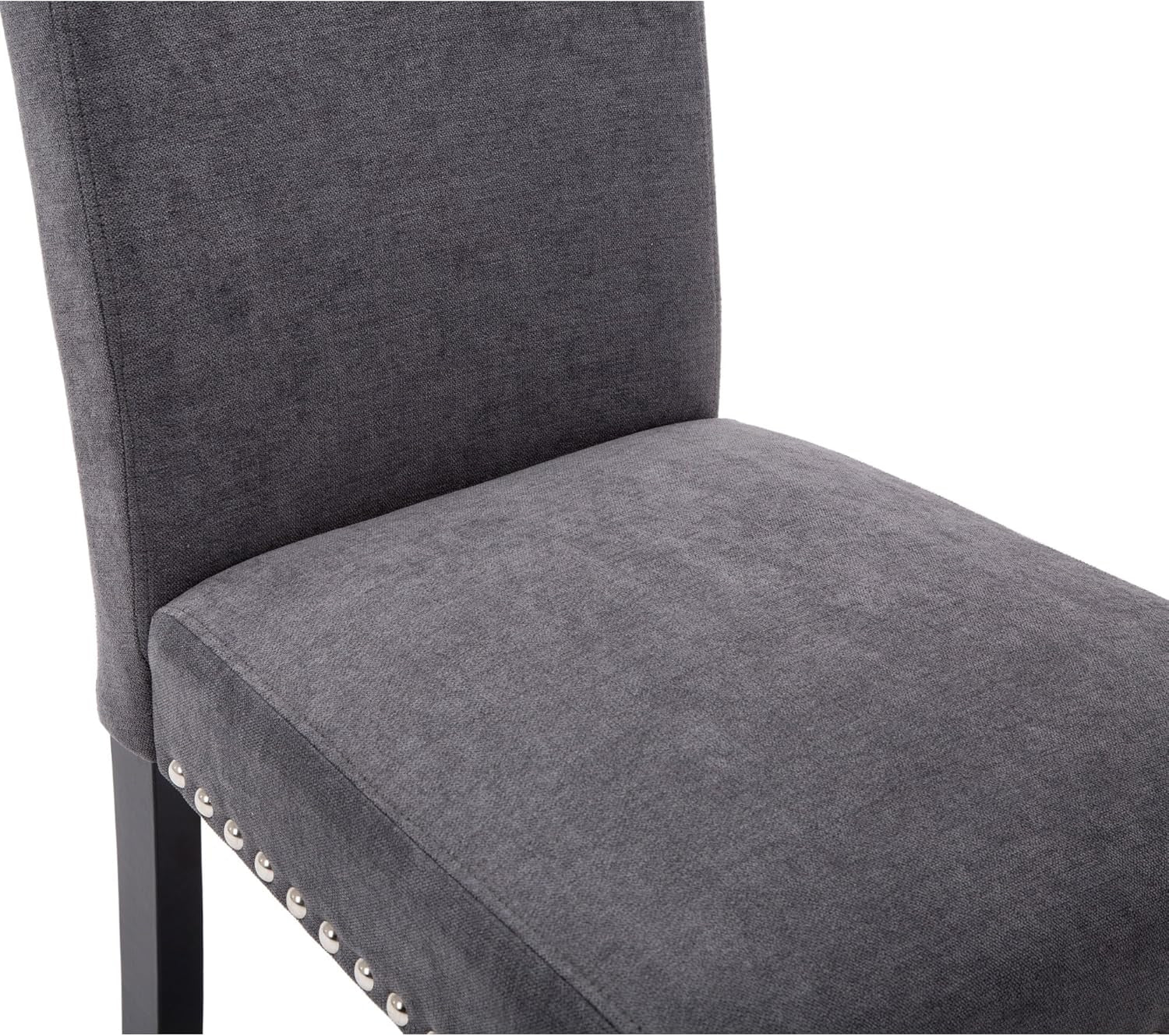 Dining Chair Upholstered Fabric Dining Chairs with Copper Nails,Set of 4,Grey