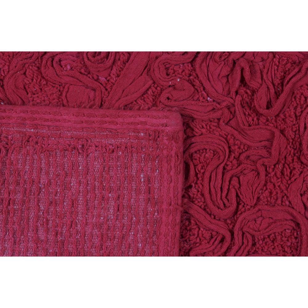 Bell Flower Collection 100% Cotton Tufted Bath Rugs, 21 In. X34 In. Rectangle, Red