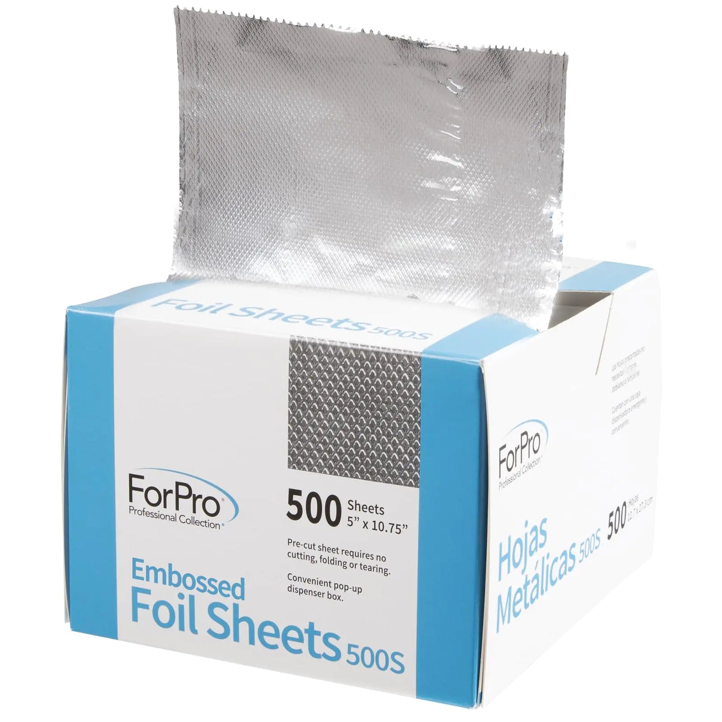 ForPro Professional Collection Embossed Foil Sheets 500S, Aluminum Foil, Pop-Up Dispenser, for Hair Color Application and Highlighting Services, Food Safe, 5” W x 10.75” L, 500 Count 500-Count (Pack of 1)